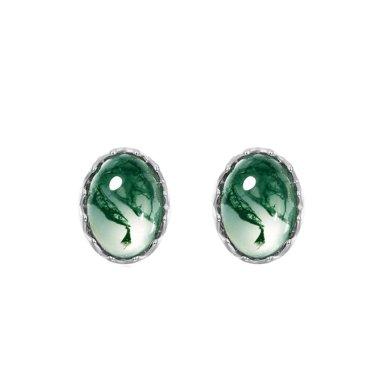 Moss Agate Post Earrings