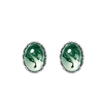 Moss Agate Post Earrings