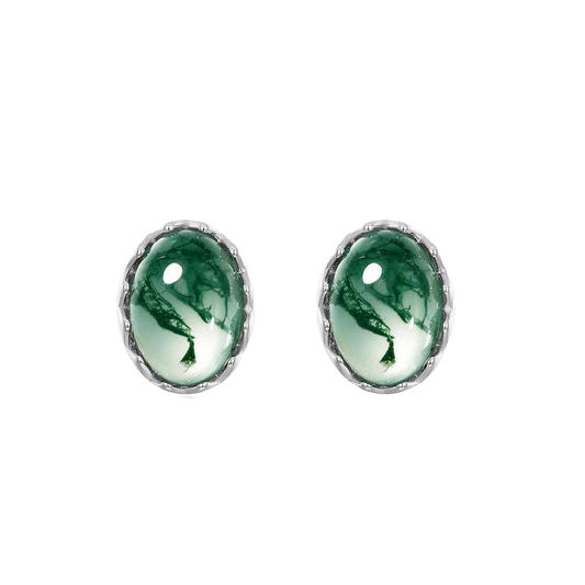 Moss Agate Post Earrings