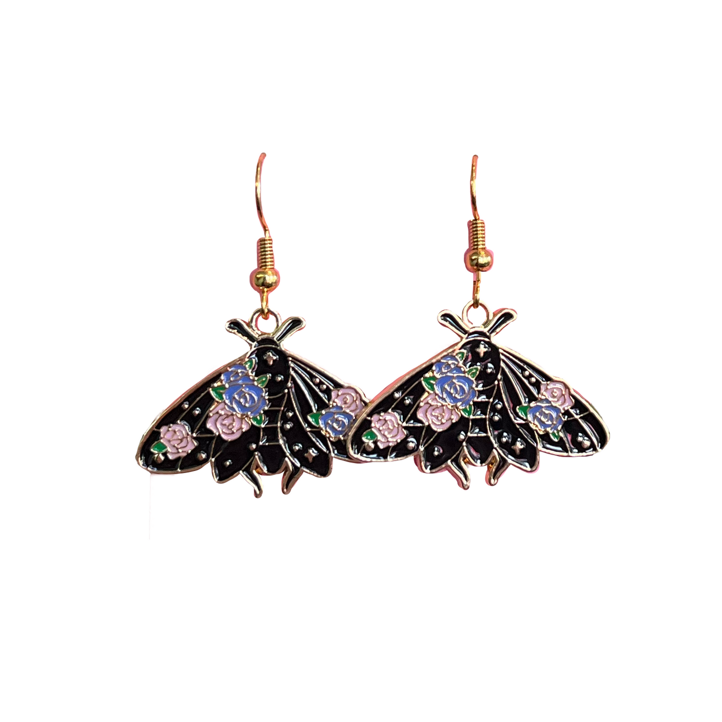 Moth Floral Dangle Earrings