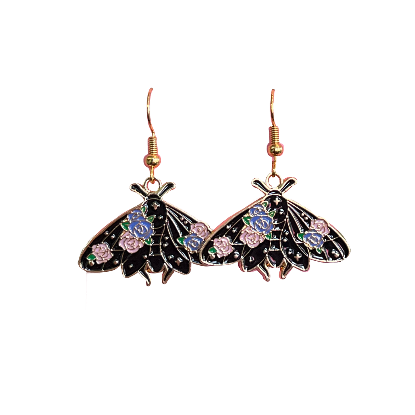 Moth Floral Dangle Earrings