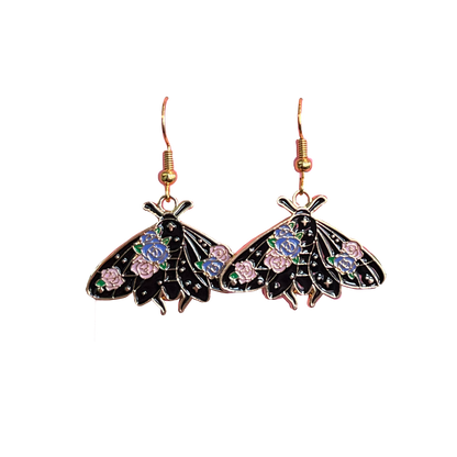 Moth Floral Dangle Earrings