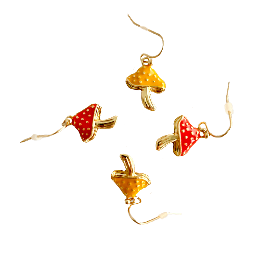 Enamel Mushroom Dangle Earrings