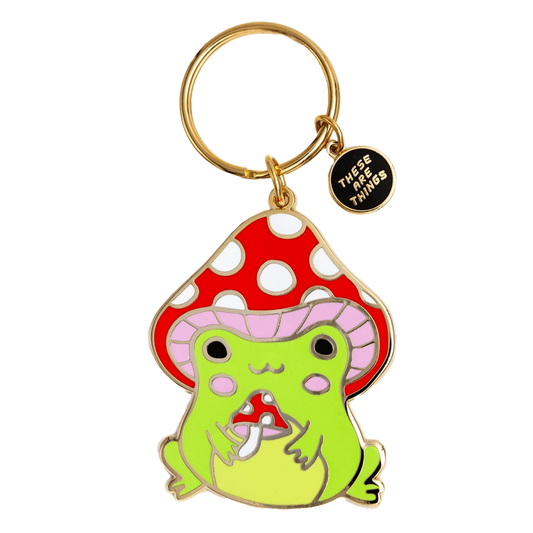 Mushroom Frog Enamel Keychain