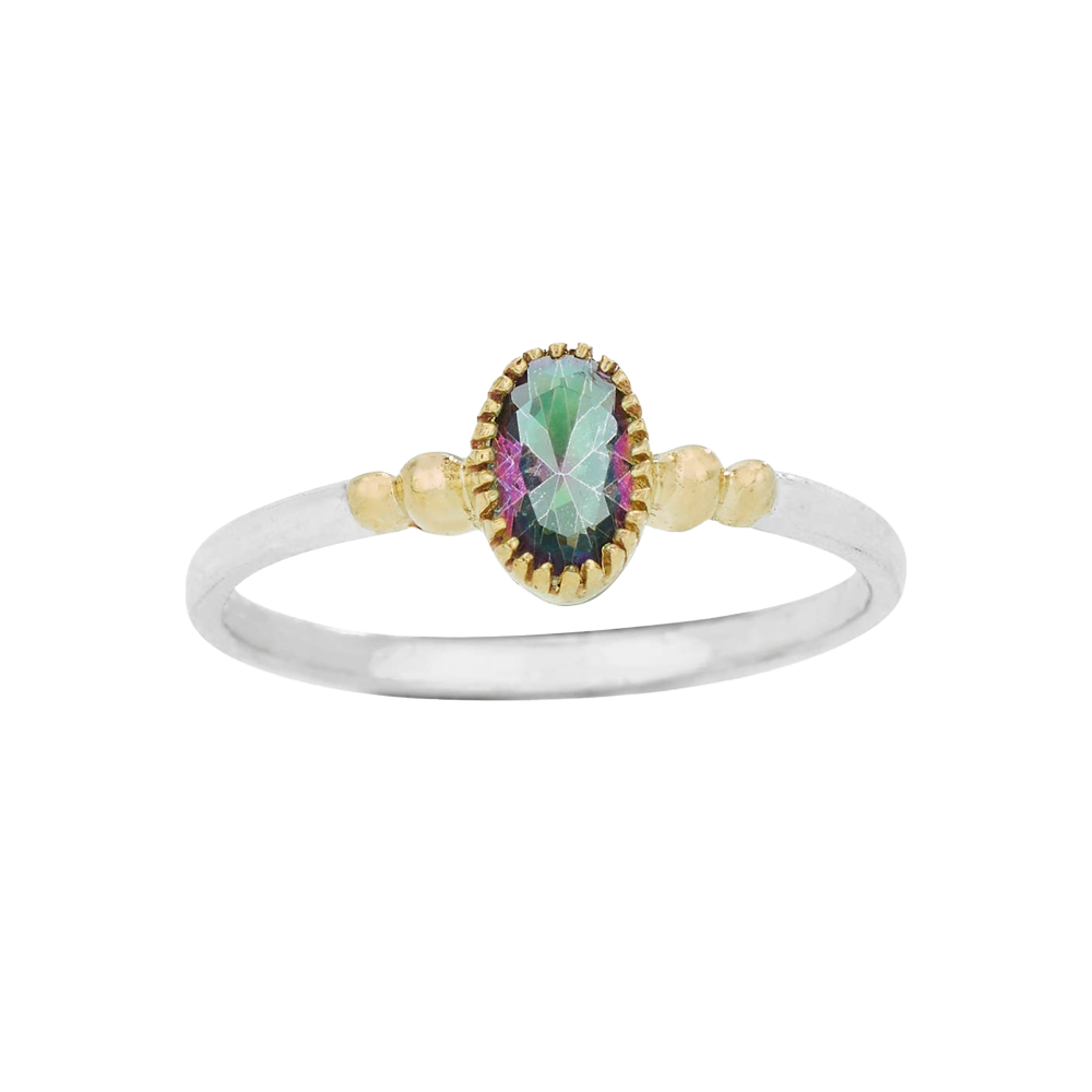 Small Oval Mystic Topaz Sterling Silver Ring