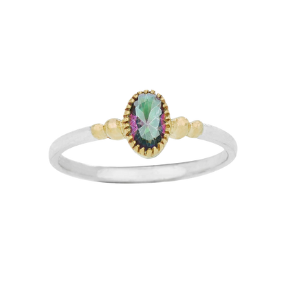 Small Oval Mystic Topaz Sterling Silver Ring