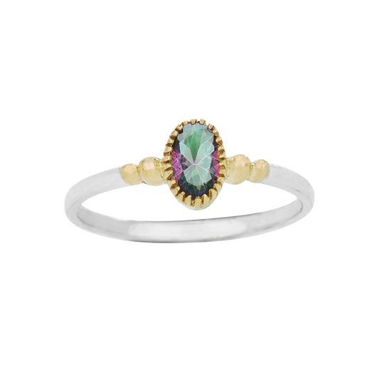 Small Oval Mystic Topaz Sterling Silver Ring