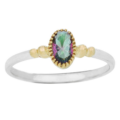 Small Oval Mystic Topaz Sterling Silver Ring