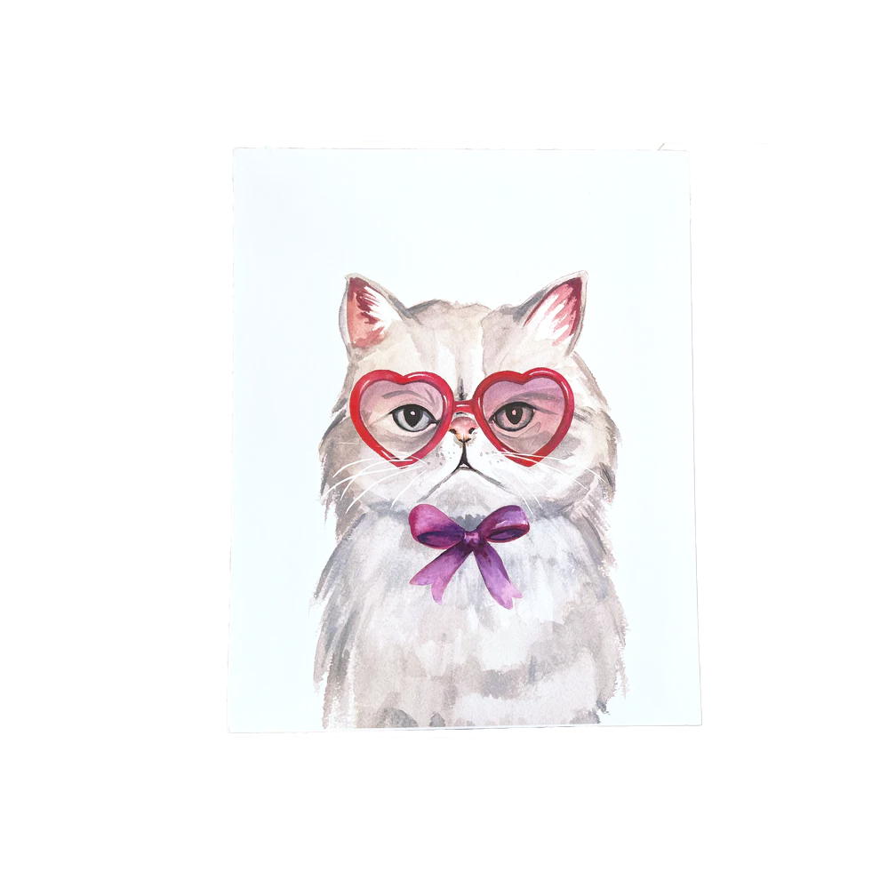Cat with Heart Glasses Print
