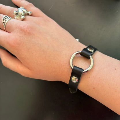 Upcycled Leather Micro-O-Ring Cuff