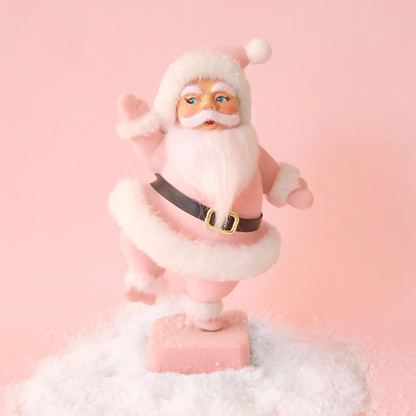 Retro Flocked Dancing Santa