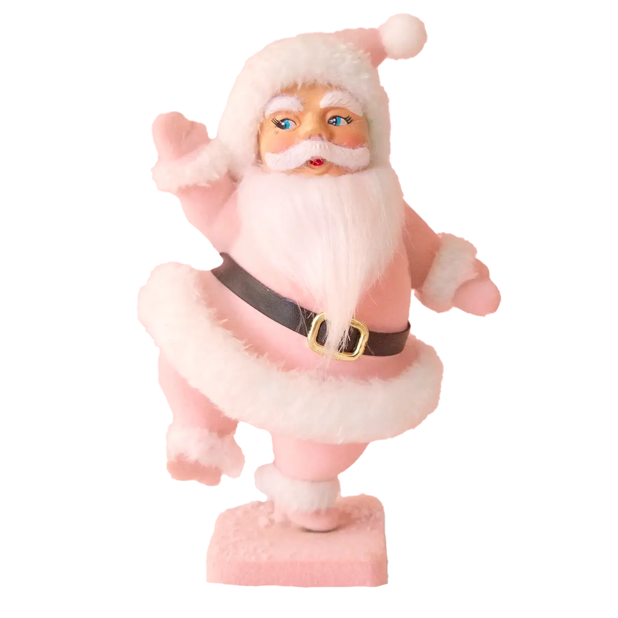 Retro Flocked Dancing Santa