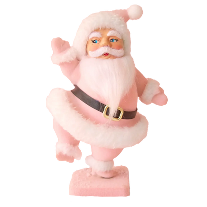 Retro Flocked Dancing Santa