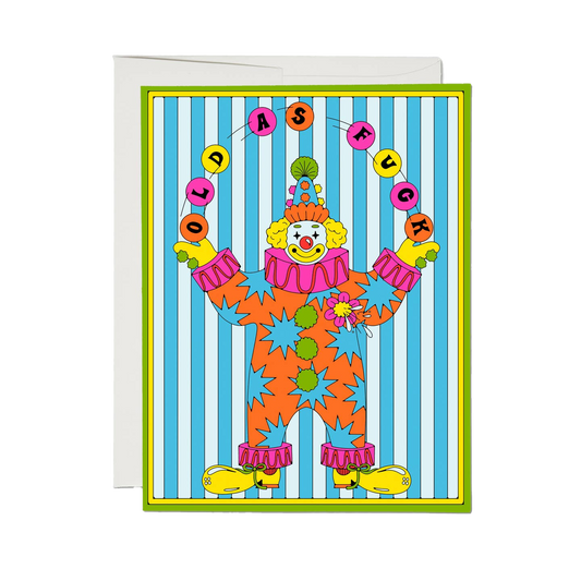 Old Clown Birthday Card