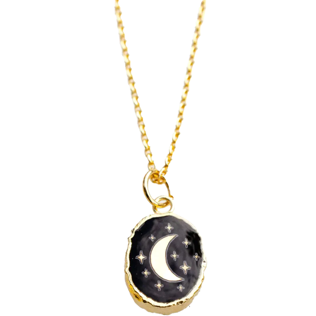 Onyx Moon Gemstone Necklace