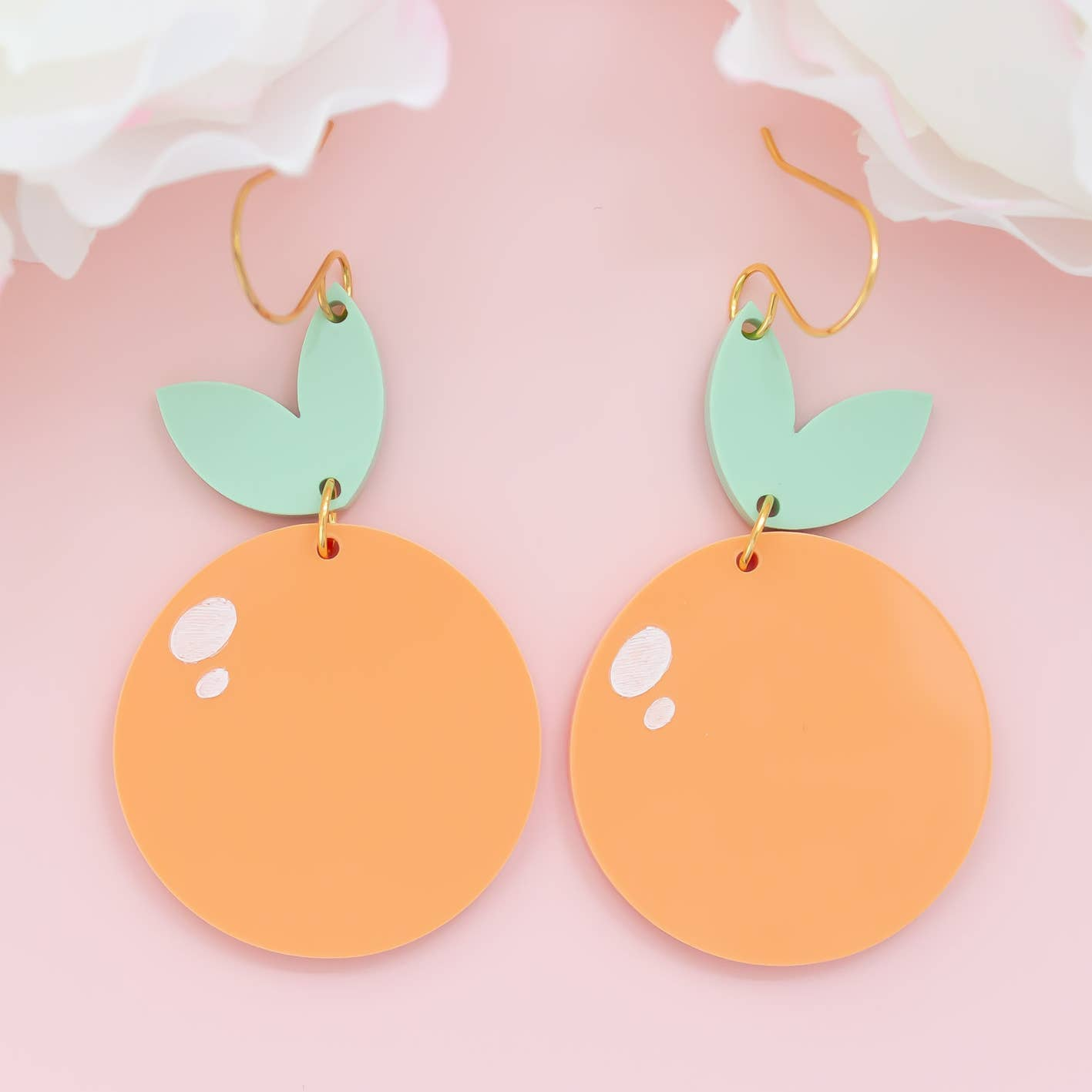 Orange Fruit Acrylic Dangle Earrings