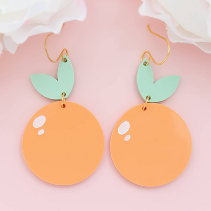 Orange Fruit Acrylic Dangle Earrings