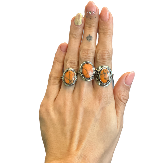 Orange Dyed Howlite Ring