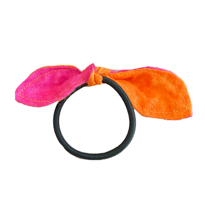 Hot Pink and Orange Bow Hair Tie