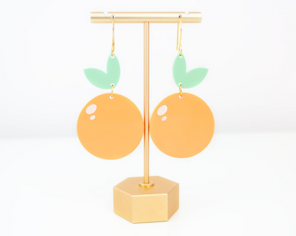 Orange Fruit Acrylic Dangle Earrings