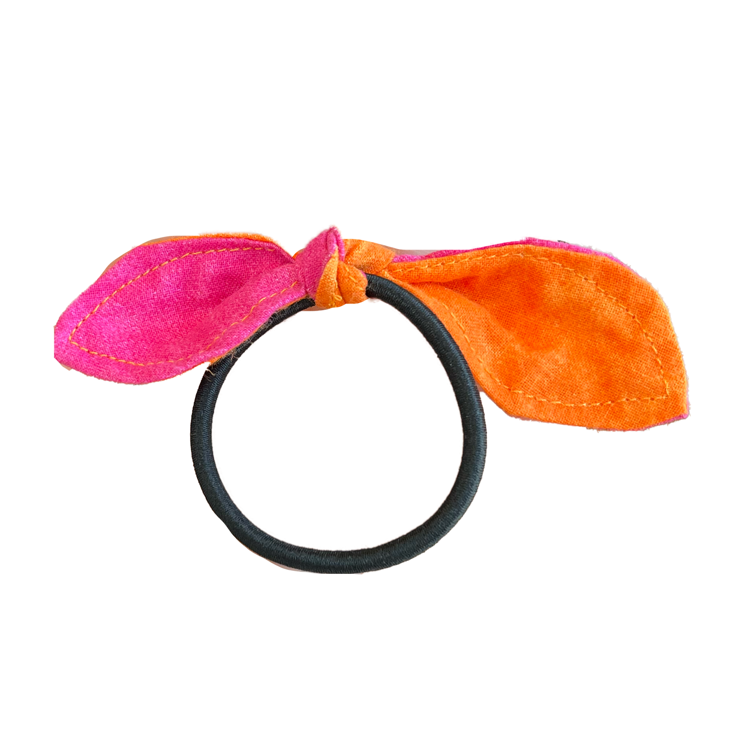 Hot Pink and Orange Bow Hair Tie