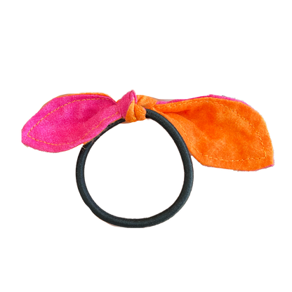 Hot Pink and Orange Bow Hair Tie