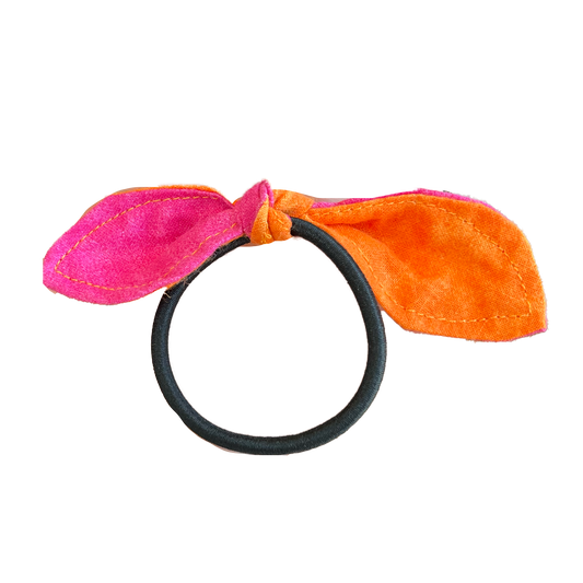 Hot Pink and Orange Bow Hair Tie