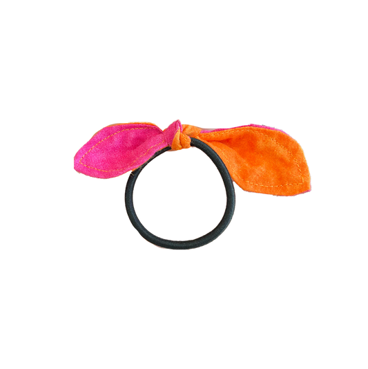 Hot Pink and Orange Bow Hair Tie