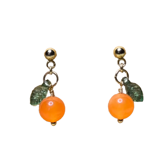 Orange Beaded Dangle Earrings