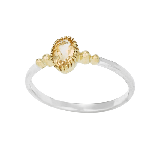 Small Oval Citrine Sterling Silver Ring