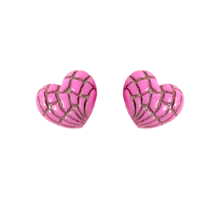 Pan Dulce Concha Heart Post Earrings