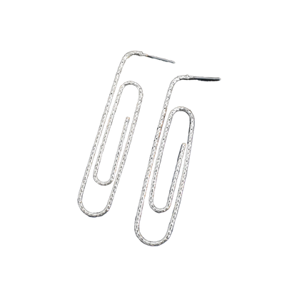 Head of the Class Silver Paperclip Dangle Earrings