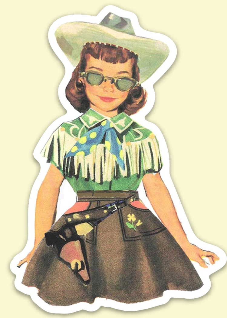 Paper Doll Cowgirl Sticker