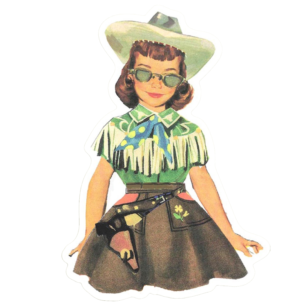 Paper Doll Cowgirl Sticker