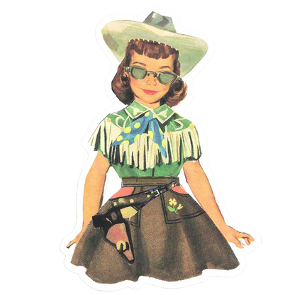 Paper Doll Cowgirl Sticker