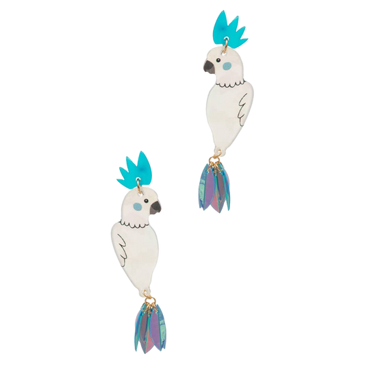 Sequin Wing Cockatoo Dangle Earring