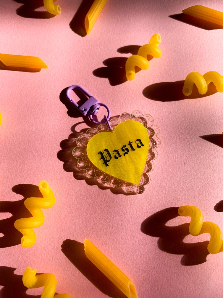 Pasta Heart Keychain or Bag Charm