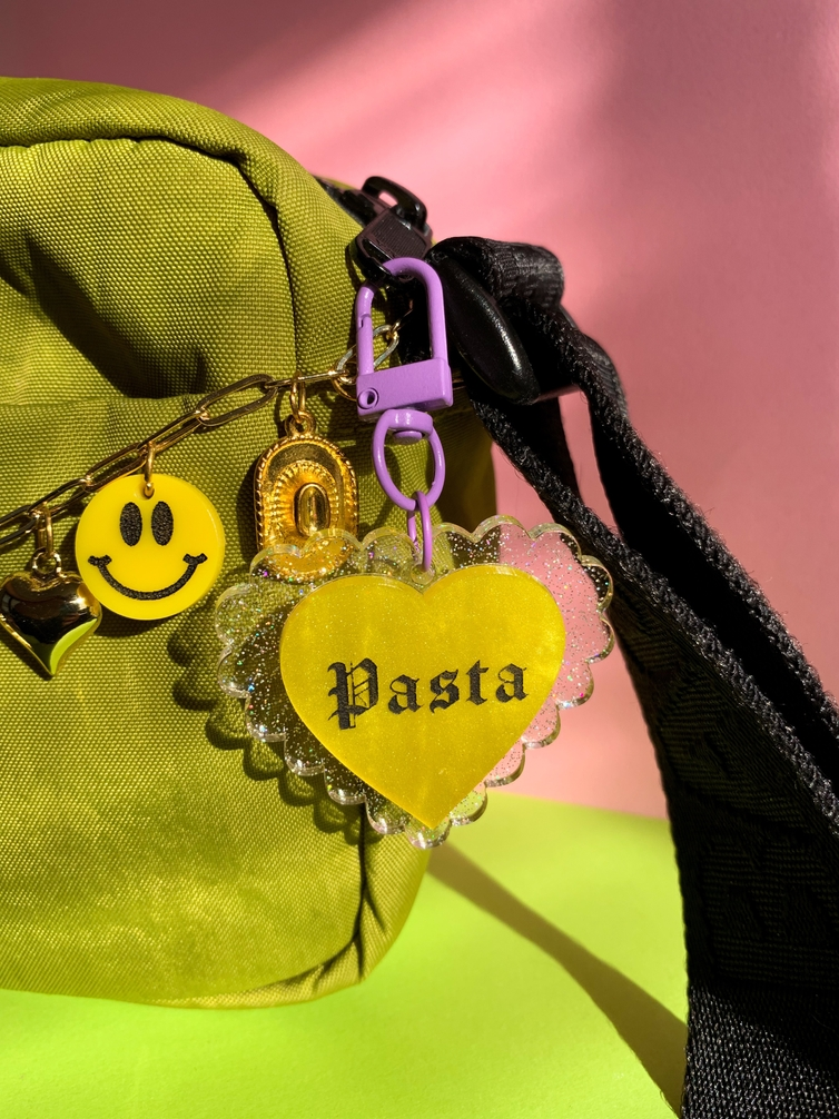 Pasta Heart Keychain or Bag Charm