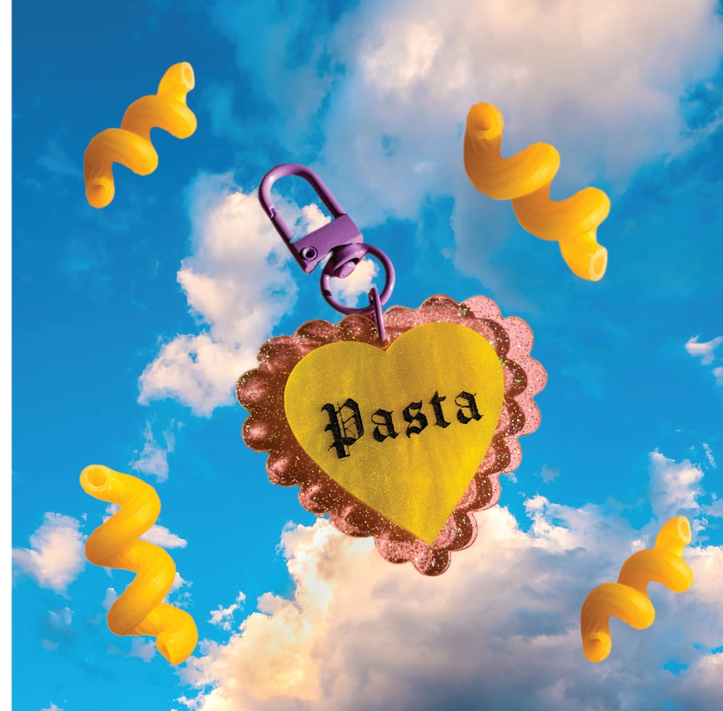 Pasta Heart Keychain or Bag Charm