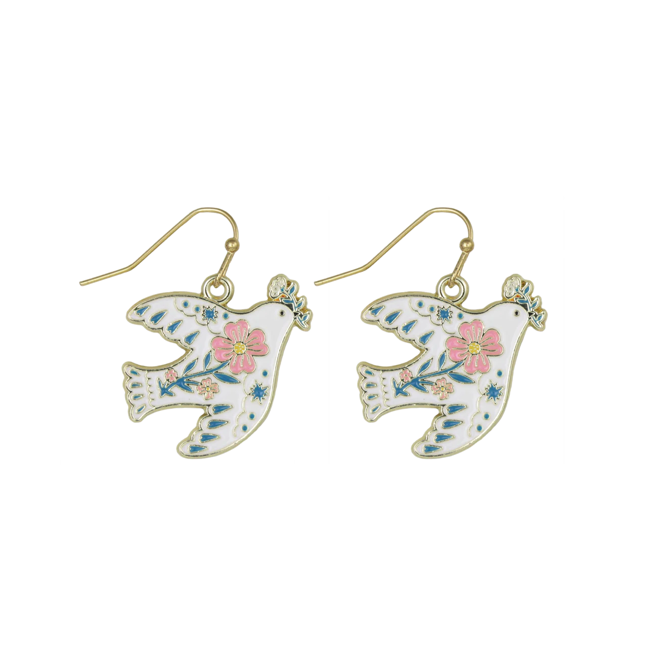 Pastel Peace Dove Dangle Earrings
