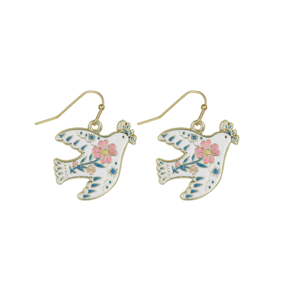 Pastel Peace Dove Dangle Earrings