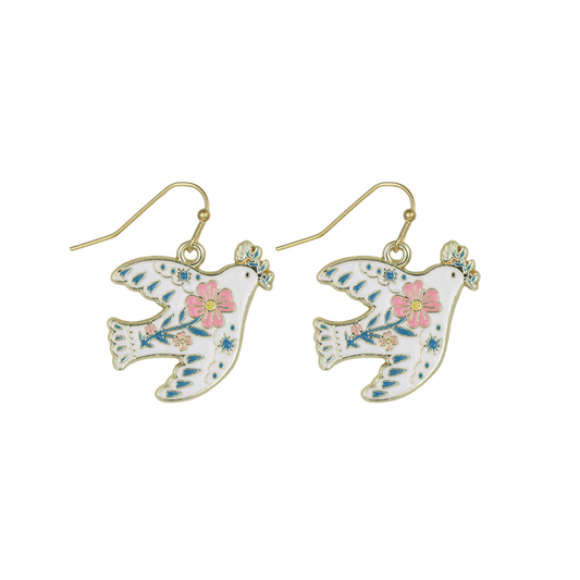 Pastel Peace Dove Dangle Earrings