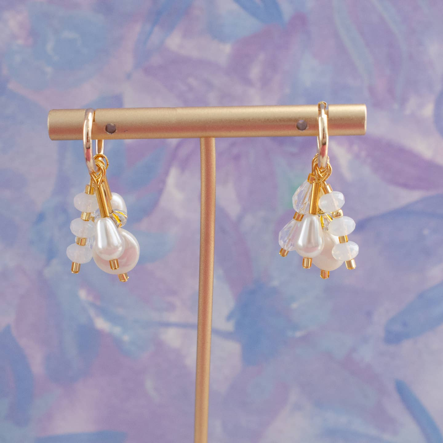 Pearl Hoop Dangle Earrings
