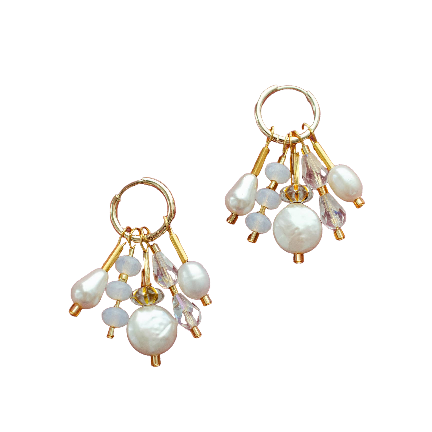 Pearl Hoop Dangle Earrings