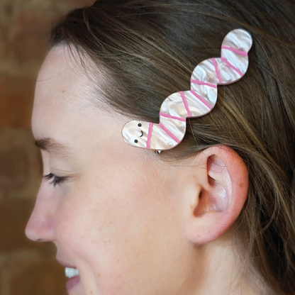 Pearlescent Pink Worm Hair Clip