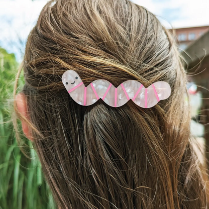 Pearlescent Pink Worm Hair Clip