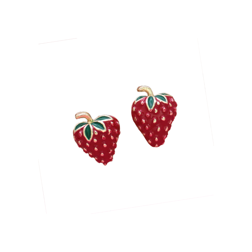 Picked Sweet Gold Red Strawberry Post Earrings