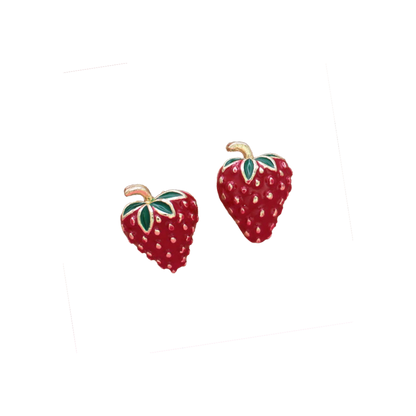 Picked Sweet Gold Red Strawberry Post Earrings