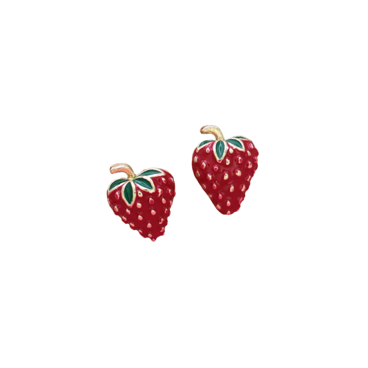 Picked Sweet Gold Red Strawberry Post Earrings