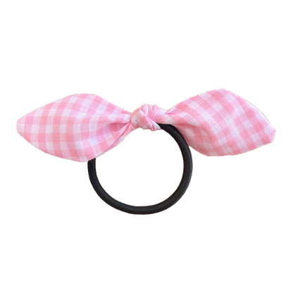 Pink Gingham Bow Hair Tie